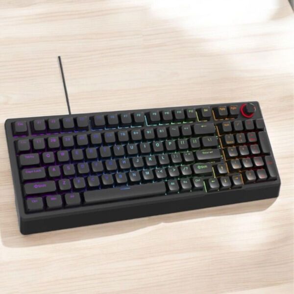 ゲーミング キーボード 赤軸 98キー 有線 静音 疲れない バックライト 黒
