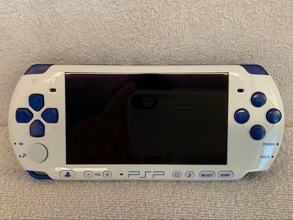SONY PSP-3000 限定カラー ホワイト/ブルー 動作確認済 新品バッテリー付