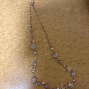ロングネックレス ビーズ メタル パープル ゴールド