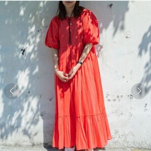 FREAK'S STOREインドボイルバックオープンパフスリーブワンピース オレンジ