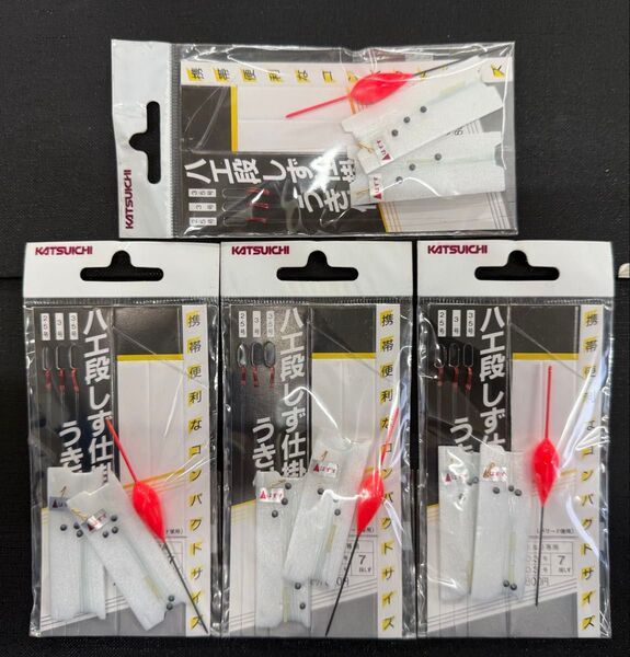 カツイチ ハエ段しず仕掛 7号 8号 うき付 4枚セット 新品未開封品 ハエ釣り うき釣り タナゴつり 川釣り 渓流釣り ×