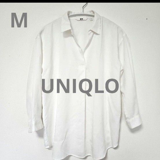 UNIQLO レーヨンスキッパーブラウス ホワイト 七分袖 シャツ M 白