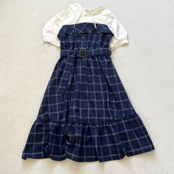 axes femme アクシーズファム ロングワンピース チェック フード付き
