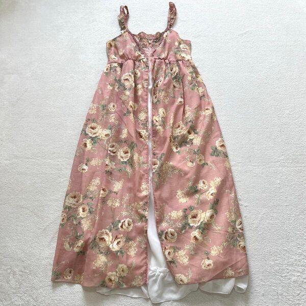 axes femme アクシーズファム ロングワンピース 花柄 ピンク M