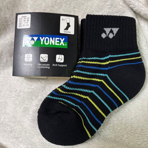 YONEX ジュニア用 クォーター丈ソックス 19-22cm テニス 靴下