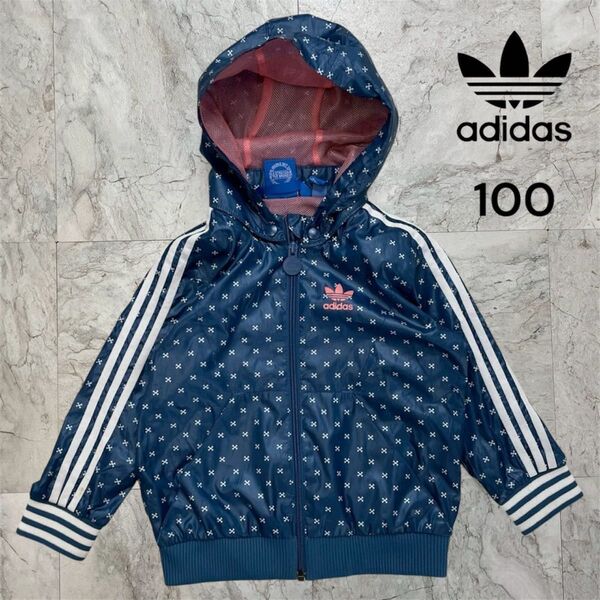 アディダスオリジナルス ナイロンジャケット キッズ100 ネイビー ジャンパー adidas アディダス ウインドブレーカー