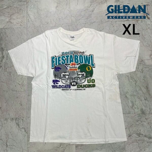 希少★ ギルダン Tシャツ 半袖 メンズ XL アメフト プリントロゴ ホワイト 半袖Tシャツ 白