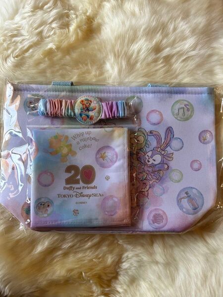 TDS ダッフィー&フレンズ 20周年 カラフルハピネス スーベニアランチグッズ ランチケース クロス バンド 東京ディズニーシー
