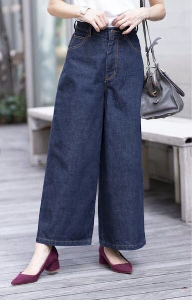 美品 cohina コヒナ ダークデニム ハイウエスト ワイドパンツ