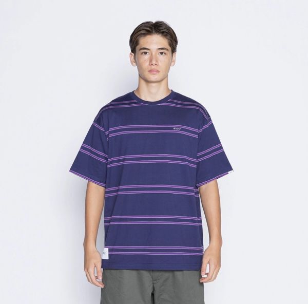 【 中古品 WTAPS 21SS JAM02/SS/COTTON Purple L 】 Tシャツ 半袖 ボーダー パープル