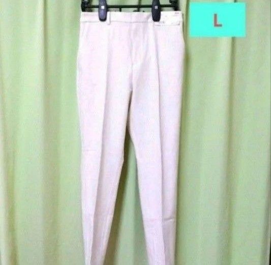 新品タグ付 ユニクロ アンクルパンツ オフィスカジュアル パンツ L 白 ボトムス センタープレス
