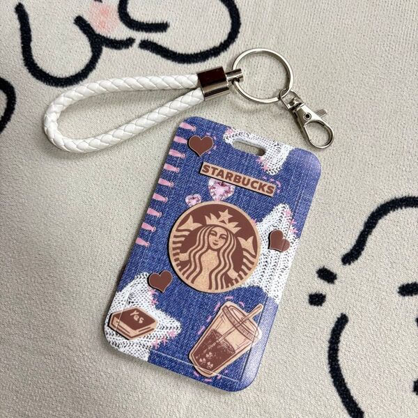 K4/Starbucks カード入れ 定期入れ バスケース キーホルダー カード入れ スターバックス