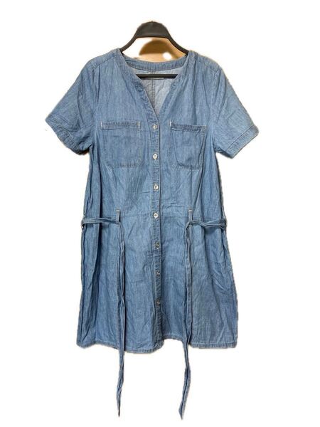シャツワンピース 半袖 デニムシャツワンピース シャツ チュニック デニムシャツ デニムワンピース 綿100% カーディガン 羽織