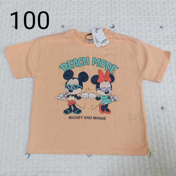 新品未使用 タグ付き Tシャツ ミッキー ディズニー しまむら リトシー オレンジ 子供服 半袖 半袖Tシャツ 保育園着