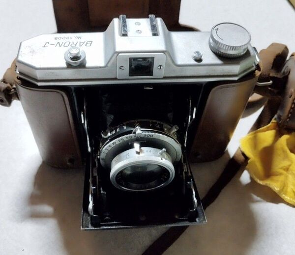 BARON BARON-J 80mm F3.5 革 ケース付き フィルムカメラ 蛇腹カメラ ヴィンテージ アンティーク レトロ