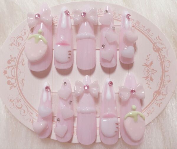 現品 量産型 女児 平成 ぴんく いちご ネイルチップ