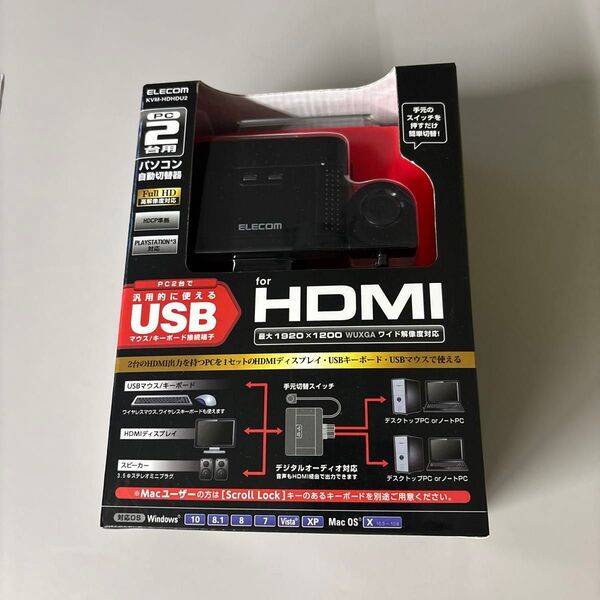 エレコム KVMスイッチ hdmi usb 切替器 スピーカー 手元スイッチ 2台 KVM-HDHDU2