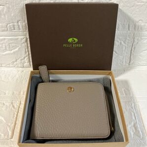 PELLE BORSA 二つ折り財布 グレージュ レザー