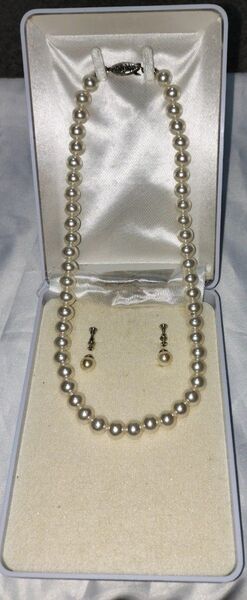 アコヤ真珠 パールネックレス 冠婚葬祭 お盆 イヤリングセット ネックレス 本真珠 SILVER パール アコヤ