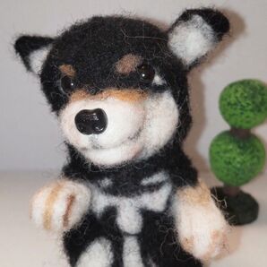 羊毛フェルト 黒柴犬 置物 ハンドメイド