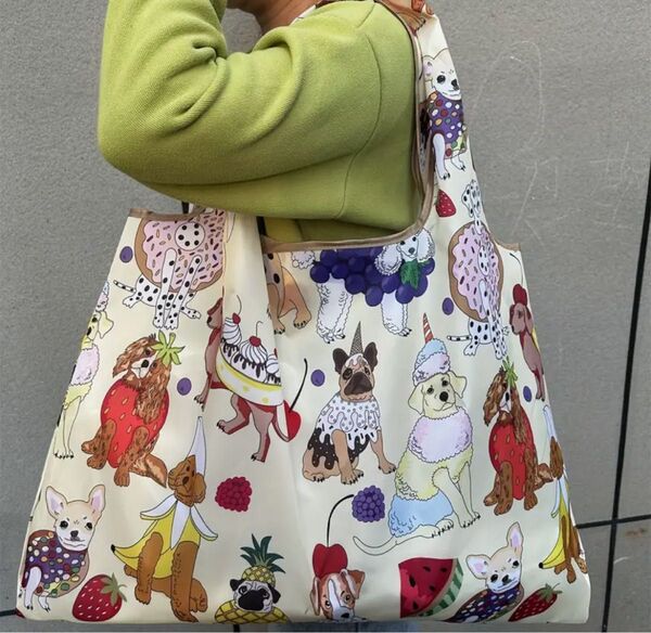 【新品未使用】可愛い犬のエコバッグ 大容量 肩掛け