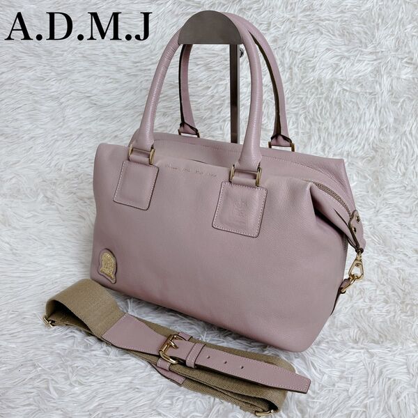 ADMJ 2WAY レザー ボストンバッグ ショルダーバッグ ハンドバッグ 鞄