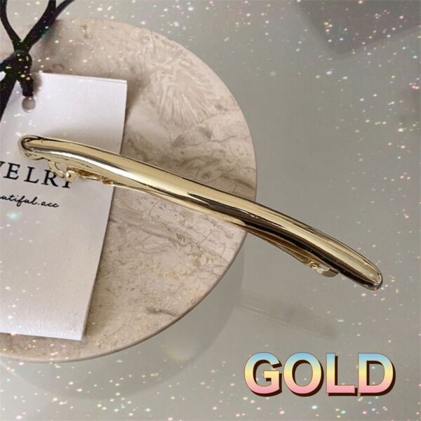 70 バレッタ ウェーブ メタル まとめ髪 上品 ヘアクリップ ゴールド