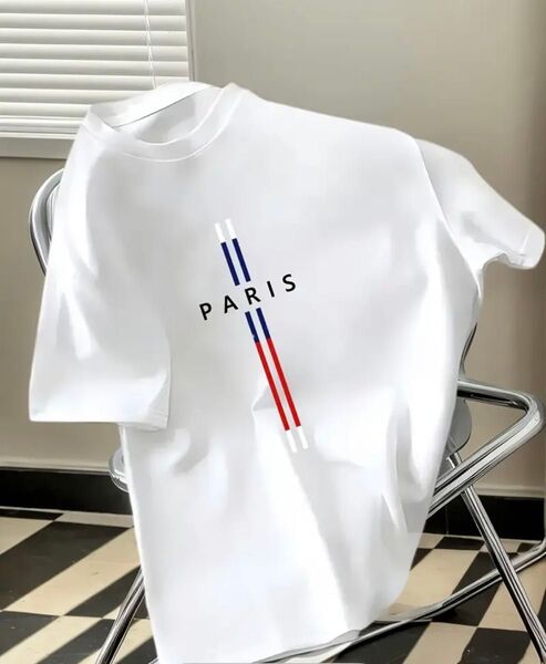PARISロゴ入りTシャツ ホワイト 各種サイズ有り