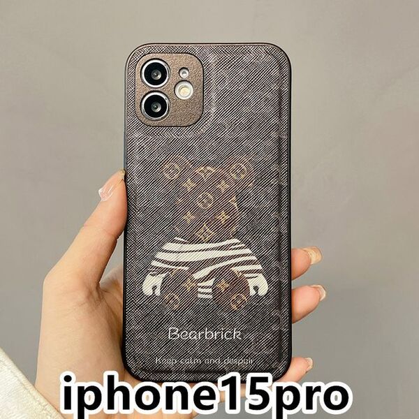 iphone15proケース カーバー TPU 可愛い 熊 軽量 ブラウン1