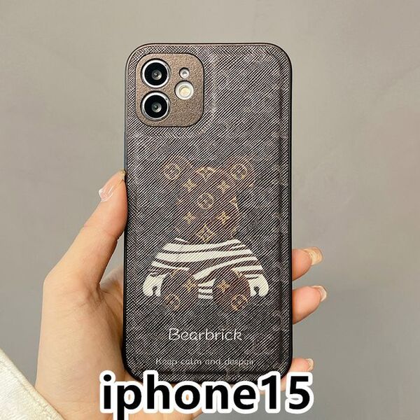 iphone15ケース カーバー TPU 可愛い 熊 軽量 ブラウン1