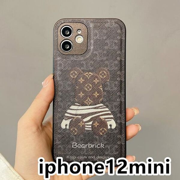 iphone12miniケース カーバー TPU 可愛い 熊 軽量 ブラウン1