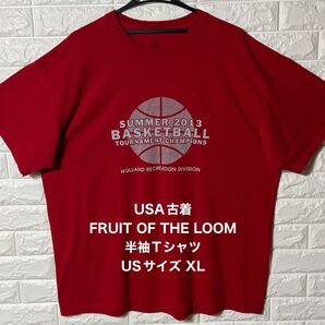 USA古着 アメリカ古着 FRUIT OF THE LOOM 半袖Tシャツ レッド USサイズ2XL バスケットボール 赤