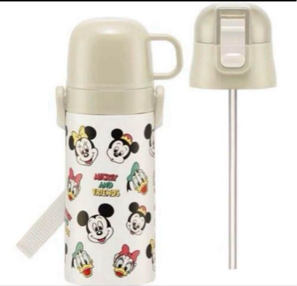 値下げ中子供用水筒ストロータイプ ミッキーマウス保温保冷 350.400ml 2way ステンレス スケーター