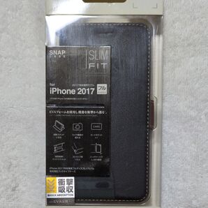 iPhone 2017 ケース 手帳型 スリムフィット ブラック 未使用