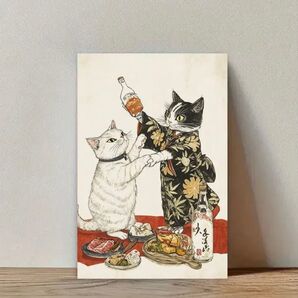 二匹の遊ぶ猫 30×40