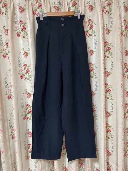 GU タックハイウエストワイドストレートパンツ M 221-326249