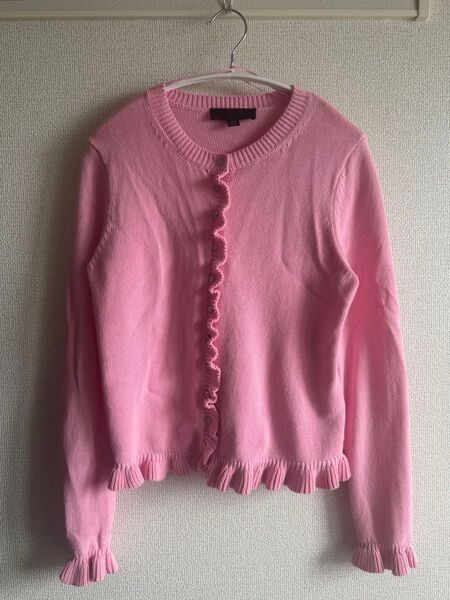 ZARA カーディガン フリルニットカーディガン ピンク 長袖 手洗いアイロン可