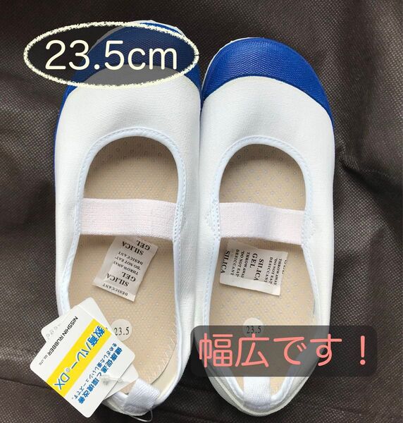 【未使用】教育シューズ 教育バレーDX (23.5 青) 上靴 上履き 体育館シューズ ゆったり 新品