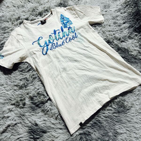 GOTCHA 平成 y2k 派手 刺繍 Tシャツ メンズ XLサイズ 当時物 半袖Tシャツ ホワイト プリント