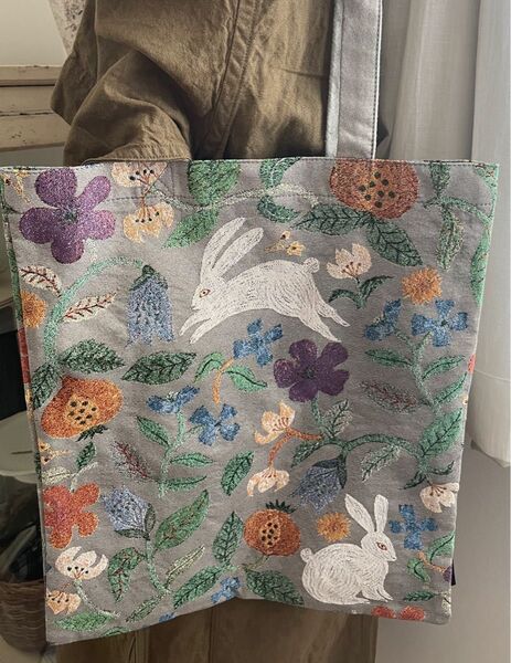【新品】長方形トートバッグ Plants-Rabbits松尾ミユキ