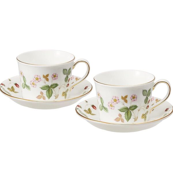 ウェッジウッド ワイルドストロベリー ペア カップ&ソーサー デルフィ ティーカップ 洋食器 WEDGWOOD