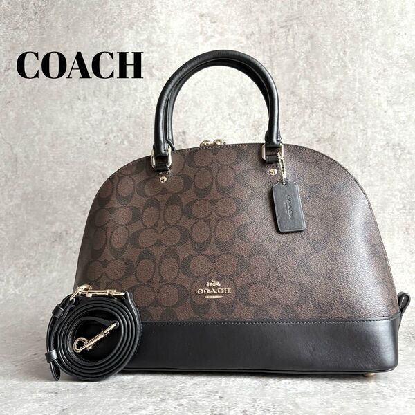 【極美品】COACH コーチ 2way ハンドバッグ ショルダーバッグ シグネチャー ドーム型 クロスボディ 斜め掛け