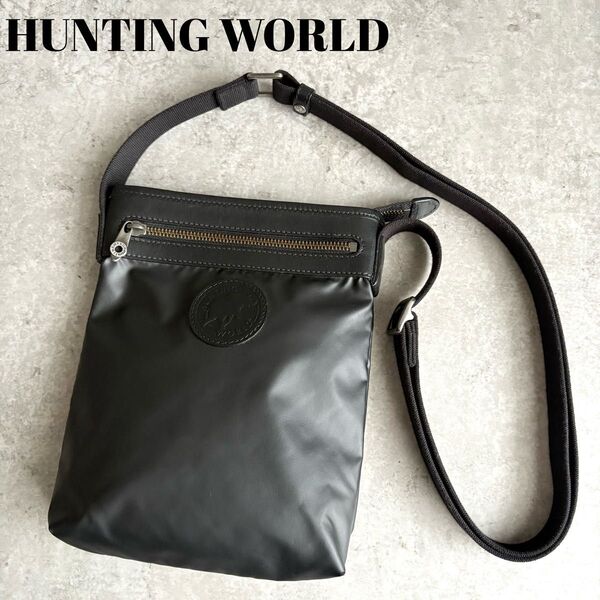 【極美品】HUNTING WORLD ハンティングワールド バチュー フロンティア ショルダーバッグ クロスボディ ポシェット 黒