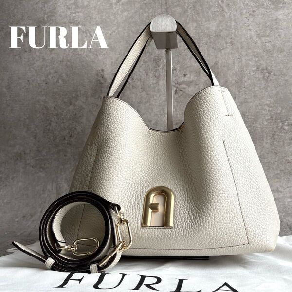 【極美品】FURLA フルラ PRIMULA プリムラ ホーボー 2way ハンドバッグ ショルダーバッグ