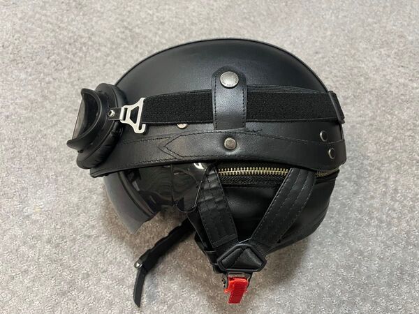 ほぼ未使用 ジェットヘルメット ゴーグル付き シールド付き ハーフヘルメット XL