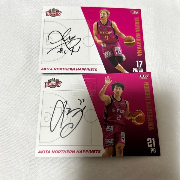 BBM 直筆サインカード B LEAGUE Bリーグ バスケットボール 秋田ノーザンハピネッツ 中山拓哉 長谷川 限定