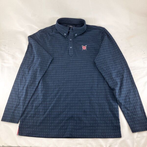 A-16【レア】callaway キャロウェイ 長袖 ポロシャツ Tシャツ サイズM ネイビー トップス ゴルフウェア