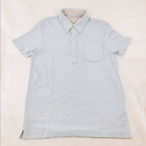 A-11【良品】blacker ブラッカー 半袖Tシャツ ポロシャツ 水色 トップス カットソー 半袖ポロシャツ 古着