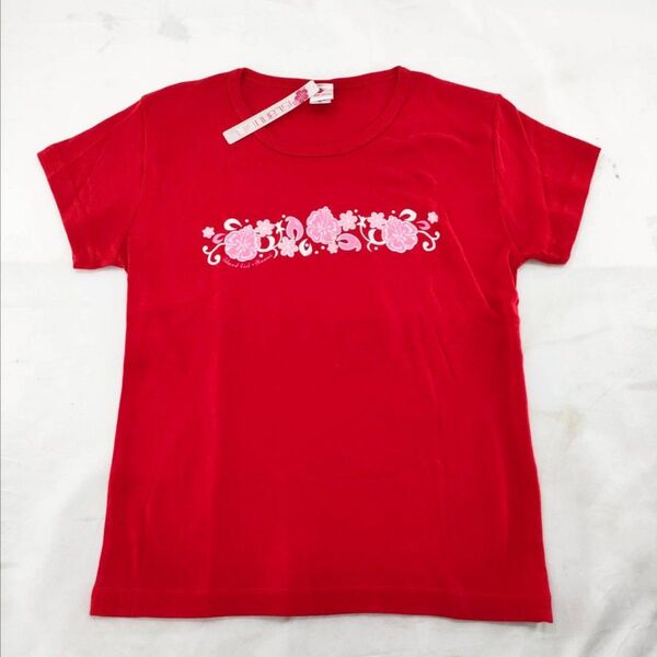 A-25【タグ付き】Iland Style アイランドスタイル 半袖シャツ Tシャツ ブルー 赤 花柄 カットソー トップス 古着