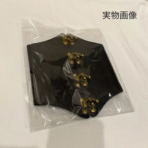 コルセット ブラック ミニコルセット 金具 フェイクレザー ロリィタ 姫ギャル